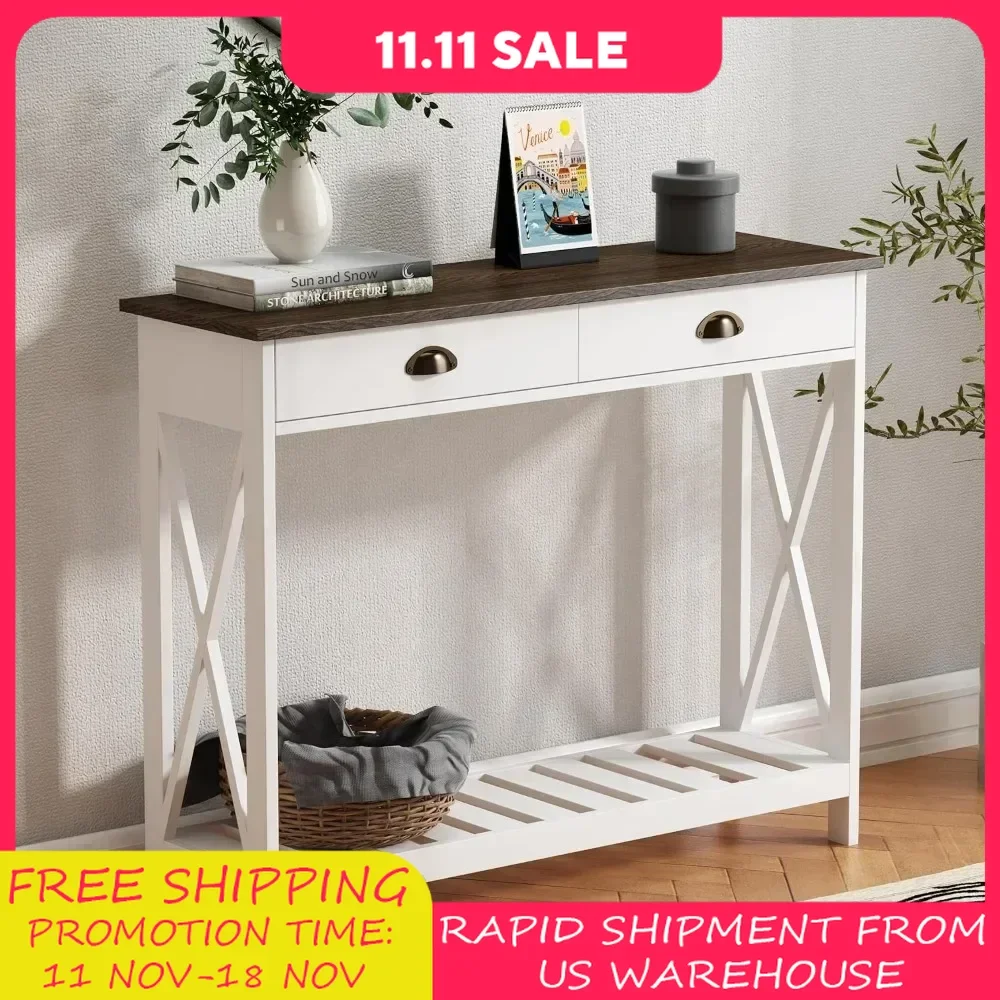 

Console Table with Drawer for Entryway, Narrow Long Entry Table with Shelf for Living Room, Rustic Vintage Hallway Sofa Table