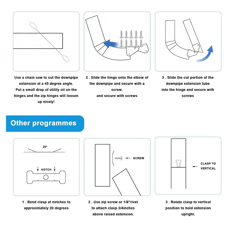 Bisagras de bajante de canalón AB47, 1 par/2 uds. Bisagra de extensión de canalón, bisagra de extensión de drenaje de boquilla descendente, para canalón rectangular cuadrado