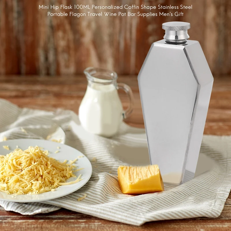 Mini fiaschetta da 100ML personalizzata a forma di bara in acciaio inossidabile portabottiglie da viaggio portabottiglie da vino Bar forniture regalo da uomo
