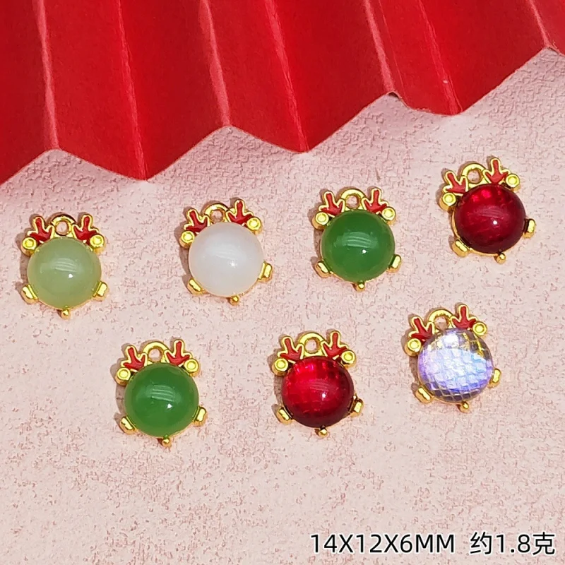 20PCS SET New Style Alloy Gold Jade Dragon Horn Pendant Handmade diy Bracelet Necklace Material Accessories Jewelry