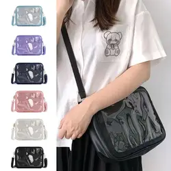 Japanese Lolita JK Bag Soft PU Leather With Badges Display Plate Itabag Women Transparent Uniform Crossbody Bags Kawaii Ita Bag