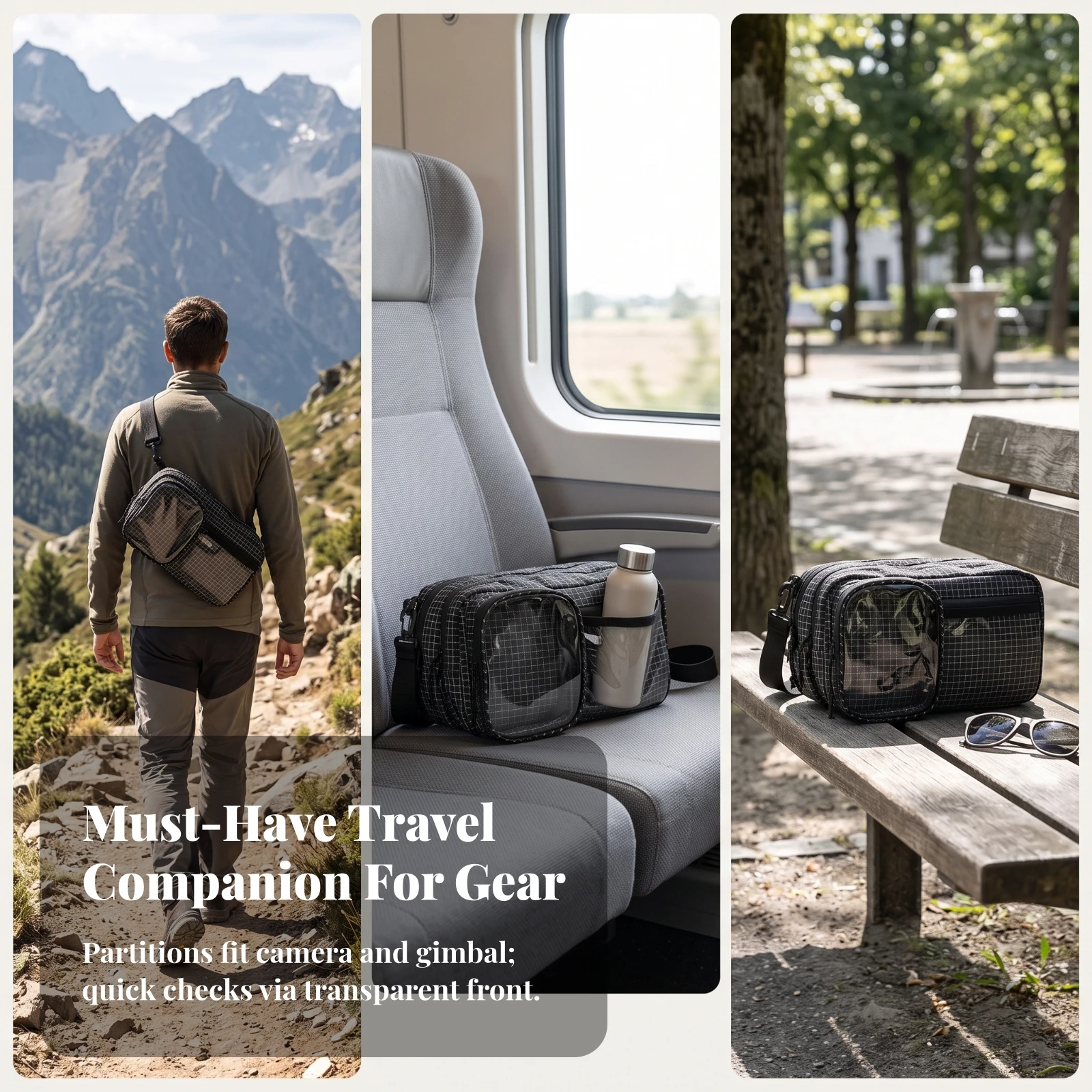 Immagine 7: Borsa a Tracolla con Due Scomparti e Multi-Tasche, Borsa a Tracolla con Cinghia Regolabile, Resistente e Confortevole