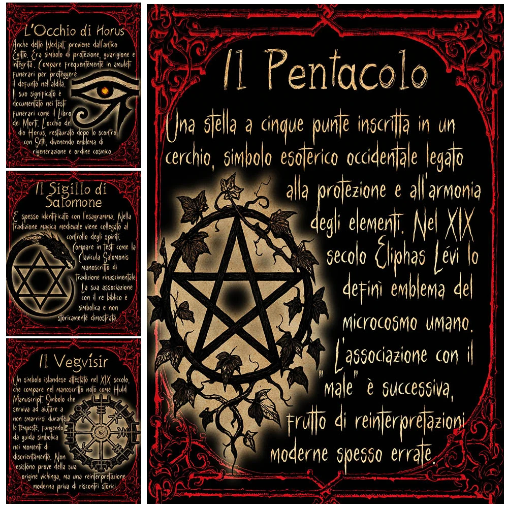 

Vintage Occult Symbol Canvas Painting,Pentagram & Eye Of Horus Poster And Print,Gothic Esoteric Symbol Wall Art Decor Unframed