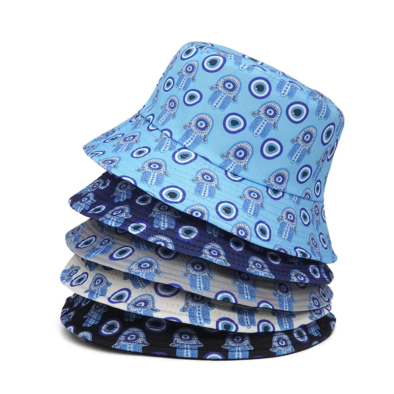 Bocca Blue Bucket Hat Cartoon Fisherman Hats Print Panama Cap Double Sides Reversible Caps For Men Women Unisex Summer Outdoor