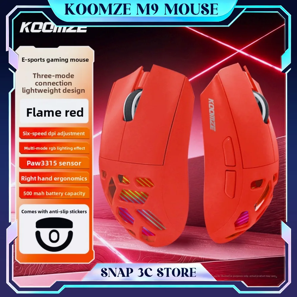 KOOMZE M9 Lightweight Tri-mode Wireless Mouse Honeycomb Design Bluetooth 2.4G Gaming Mouse for Laptop Desktop Gamer Accessory