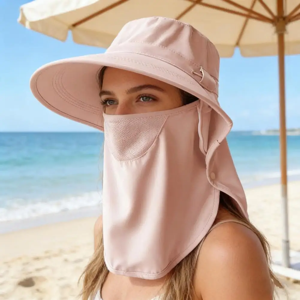 

Летняя солнцезащитная шляпа 3-в-1 со съемной защитой для лица и шеи, дышащая, с отверстием для хвоста, для активного отдыха и походов