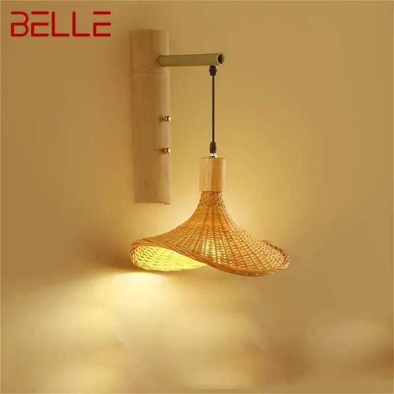 

BELLE Modern Weaving Bamboo Art Wall Lamp LED Creative Living Room Restaurant Bedroom StudyTea Homestay Aisle Retro Wall Light