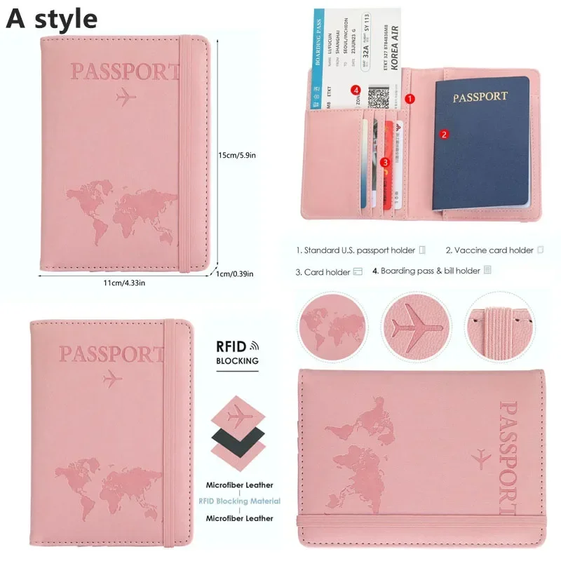 MultiFunctional RFID Shielded Passport Holder Storage Bag PU ID Card Bank Card Passport Organizer Bag Wallet Travel Accessories