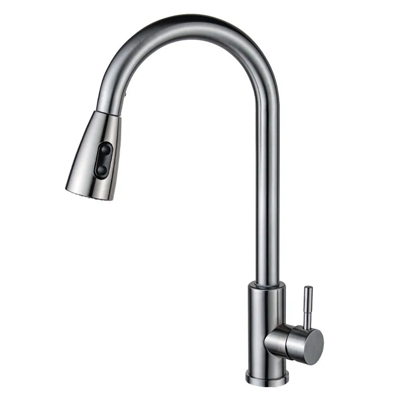 Brushed/Black Pull-out Bathroom Washbasin Faucet Stainless Steel Kitchen Sink Hot and Cold Mixer Tap