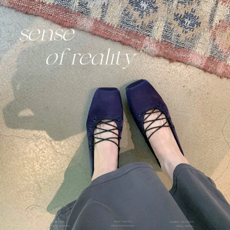 

New Women's Mary Jane Shoes Exquisite Square Head Flat Shoes for Woman Elegant Ballet Casual Shoe Designer Shoes Zapatos Mujer