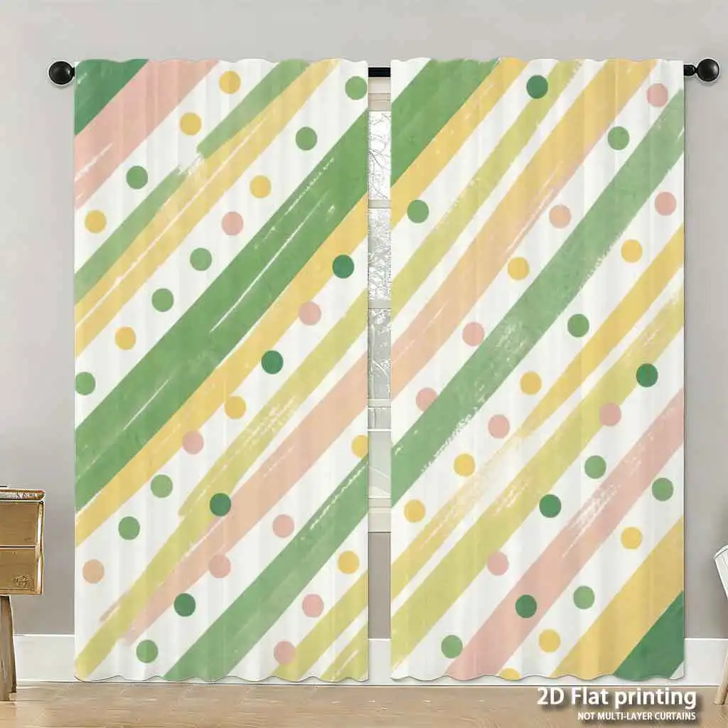 Vorhänge im Boho-Stil, pastellfarben, gestreift, gepunktet, Fensterpaneel, Heimdekoration für Wohnzimmer, Schlafzimmer, Kinderzimmer