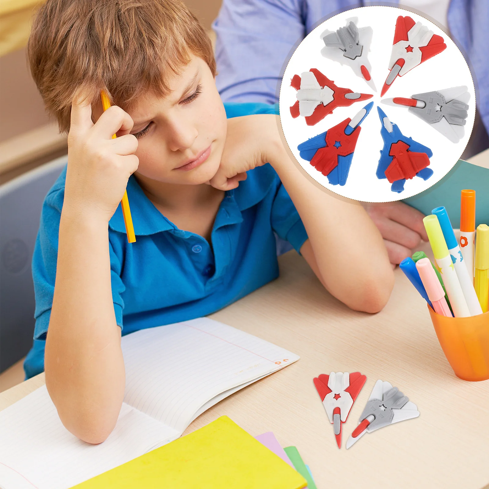 

18Pcs Helicopter Shape Erasers Cartoon Colorful Durable Tpr Material Erasing Marks School Pencil Erasers Small Gifts