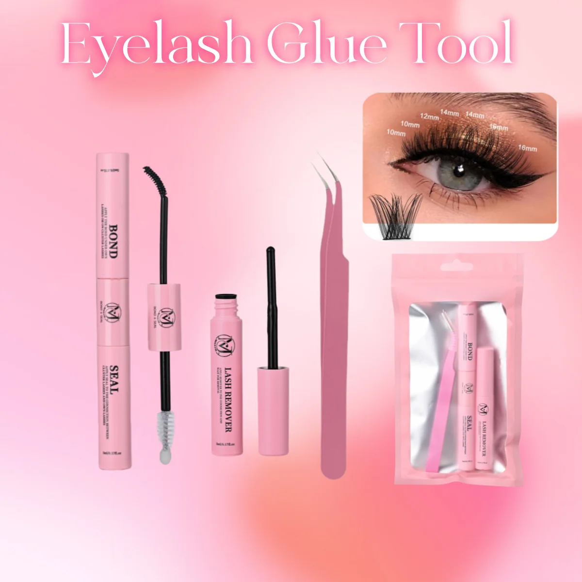 MIAOJIE colle à cils et joint pour grappes de cils colle à cils fixe forte colle à cils durable outil d'extension de cils