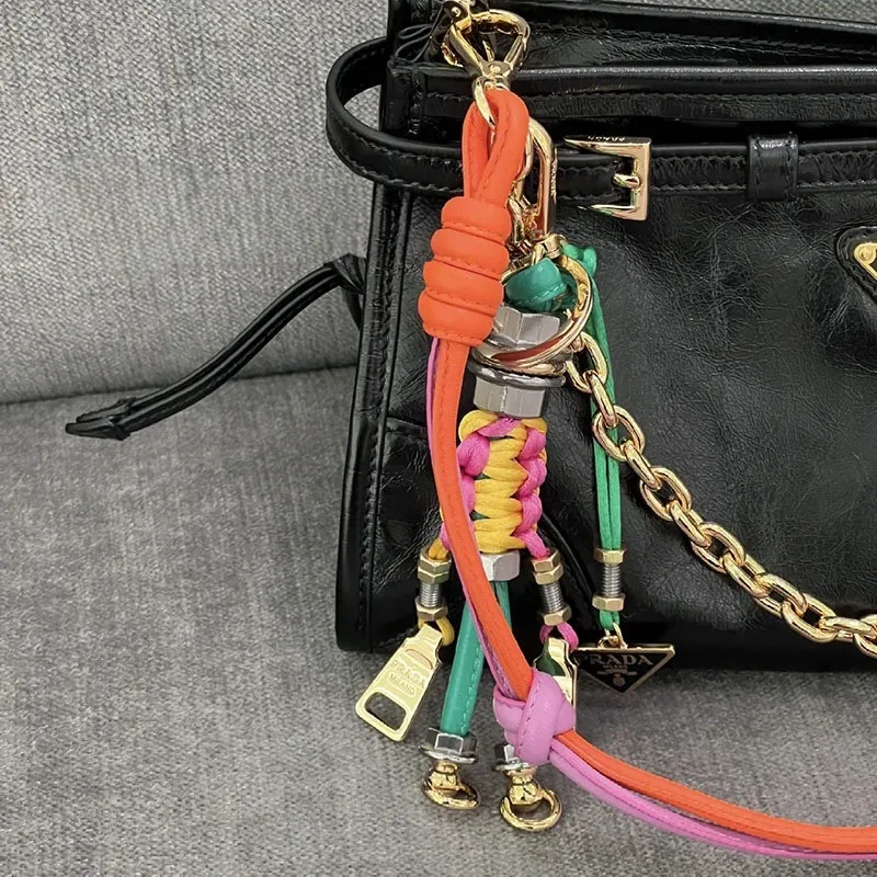 Unique color woven rope robot bag pendant keychain lanyard bag accessories heavy industry trouser chain