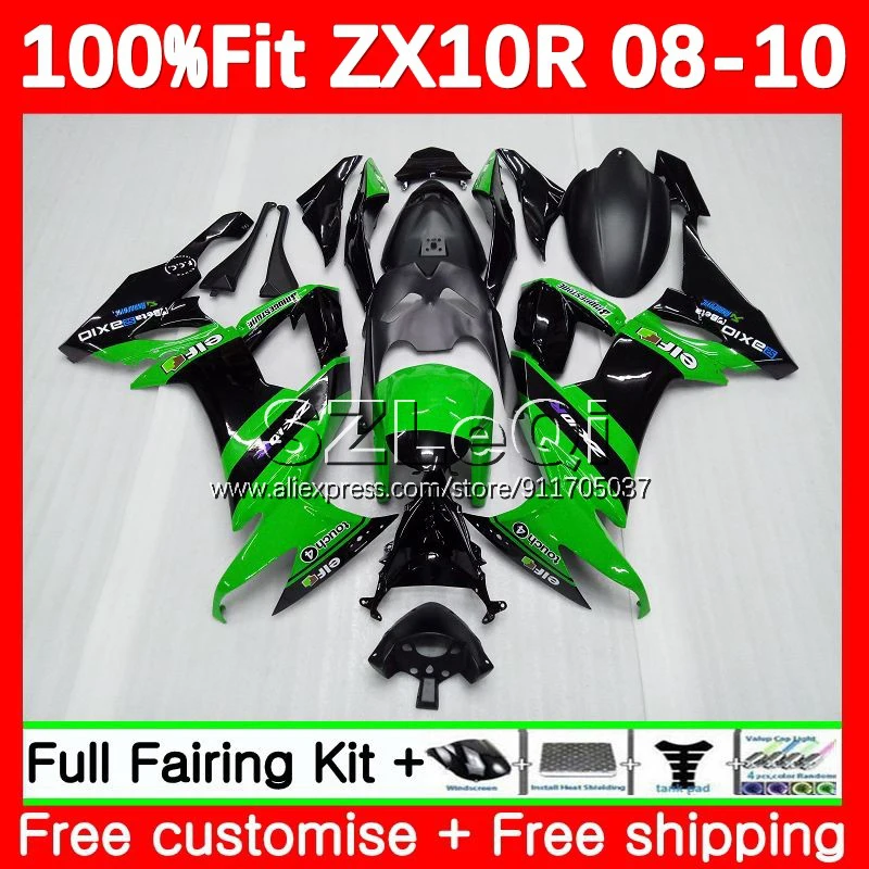 Injection Body For KAWASAKI NINJA ZX-10R ZX 10 R 10R Stock Green 1000 CC 110No.1 ZX10R 08 09 10 ZX1000 2008 2009 2010 Fairing