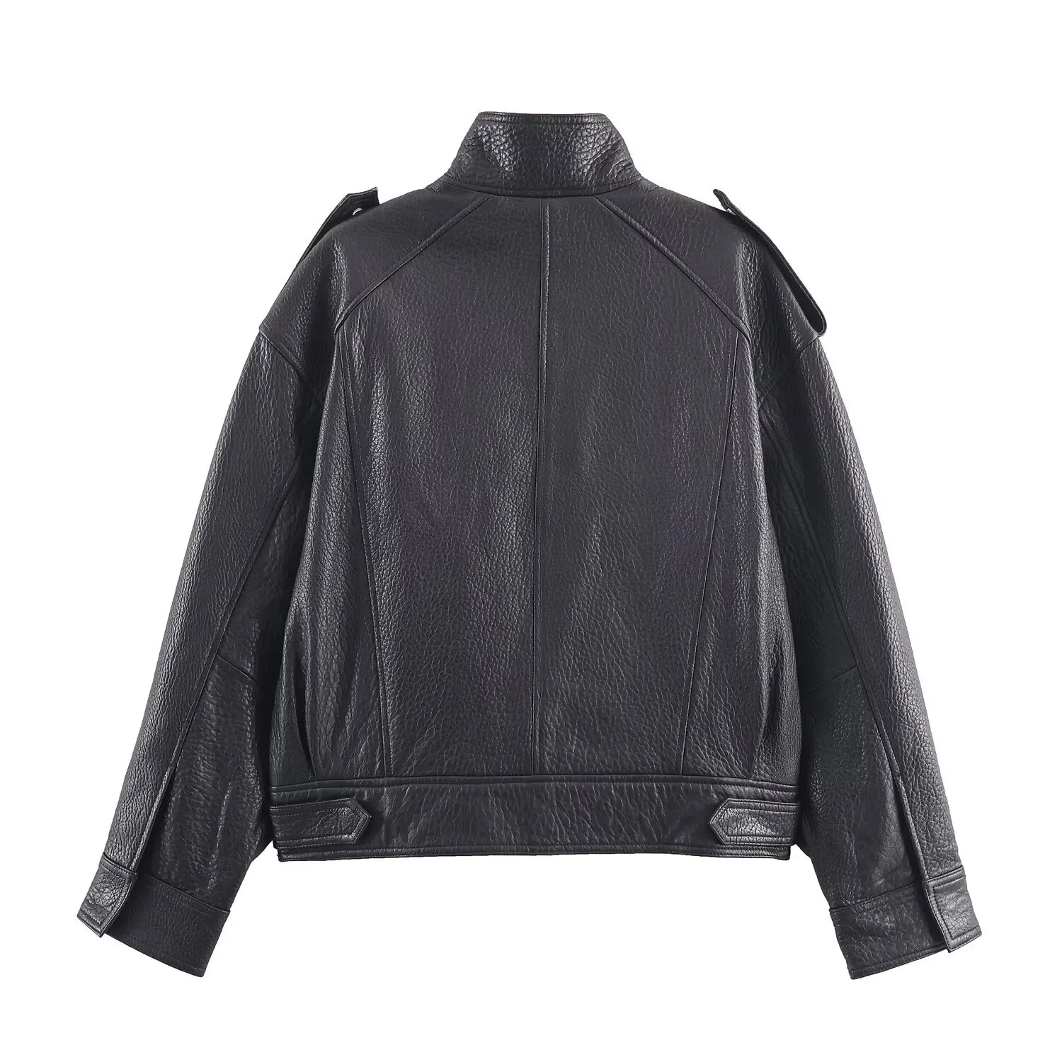 سترة جلدية أوروبية وأمريكية لخريف 2025 مخصصة للشارع غير رسمية ومتعددة الاستخدامات فضفاضة مكشوفة الأكتاف #2