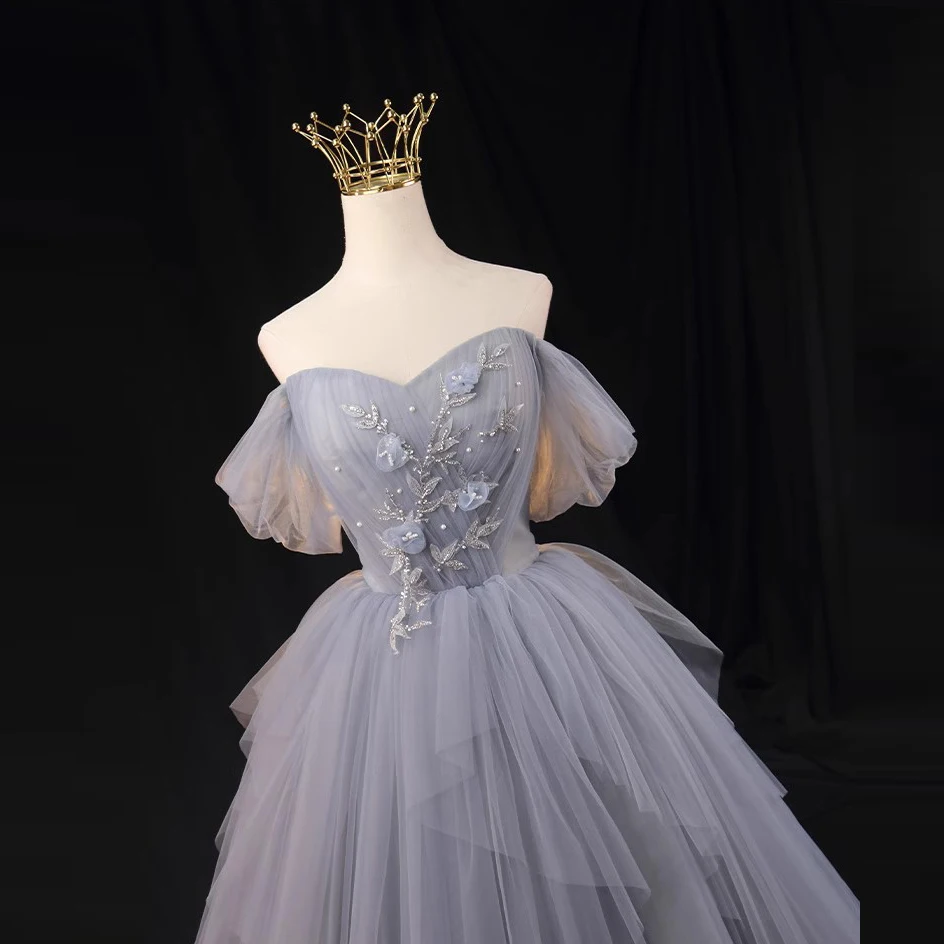 Prinzessin Ballkleid Kurzarm Brautkleid Braut mit Korsett zurück Kleider für Frauen Abendkleider Leistung