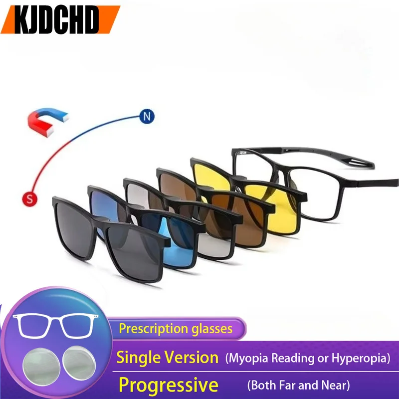 KJDCHD Ultralight Magnetic Clip On Glasses Prescription Glasses Anti Blue Light TR90 Myopia Glasses Progressive Reading Eyewear