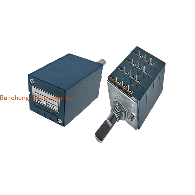 1PCS Four way potentiometer RK27 stereo blue shell A10K 20K 50k 100k half axis 25