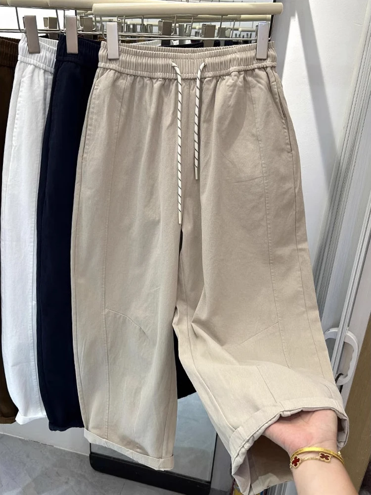 

Широкие брюки-галифе свободного кроя для мужчин и женщин, летние, удобные, повседневные, для работы...