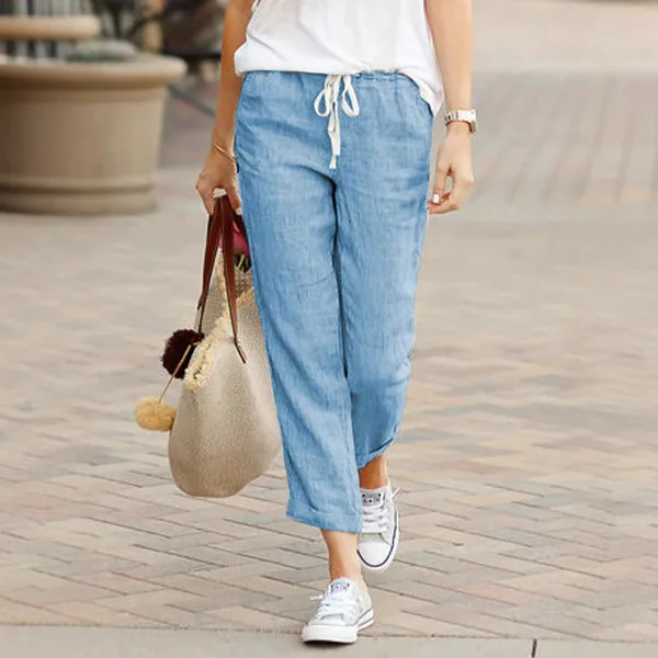 กางเกงผ้าฝ้ายผู้หญิงทรงหลวมสไตล์ Y2K สีดำ เอวยางยืดพร้อมเชือกผูกเอว รุ่น XIZOU สำหรับฤดูใบไม้ร่วง แฟชั่นสวยหรู