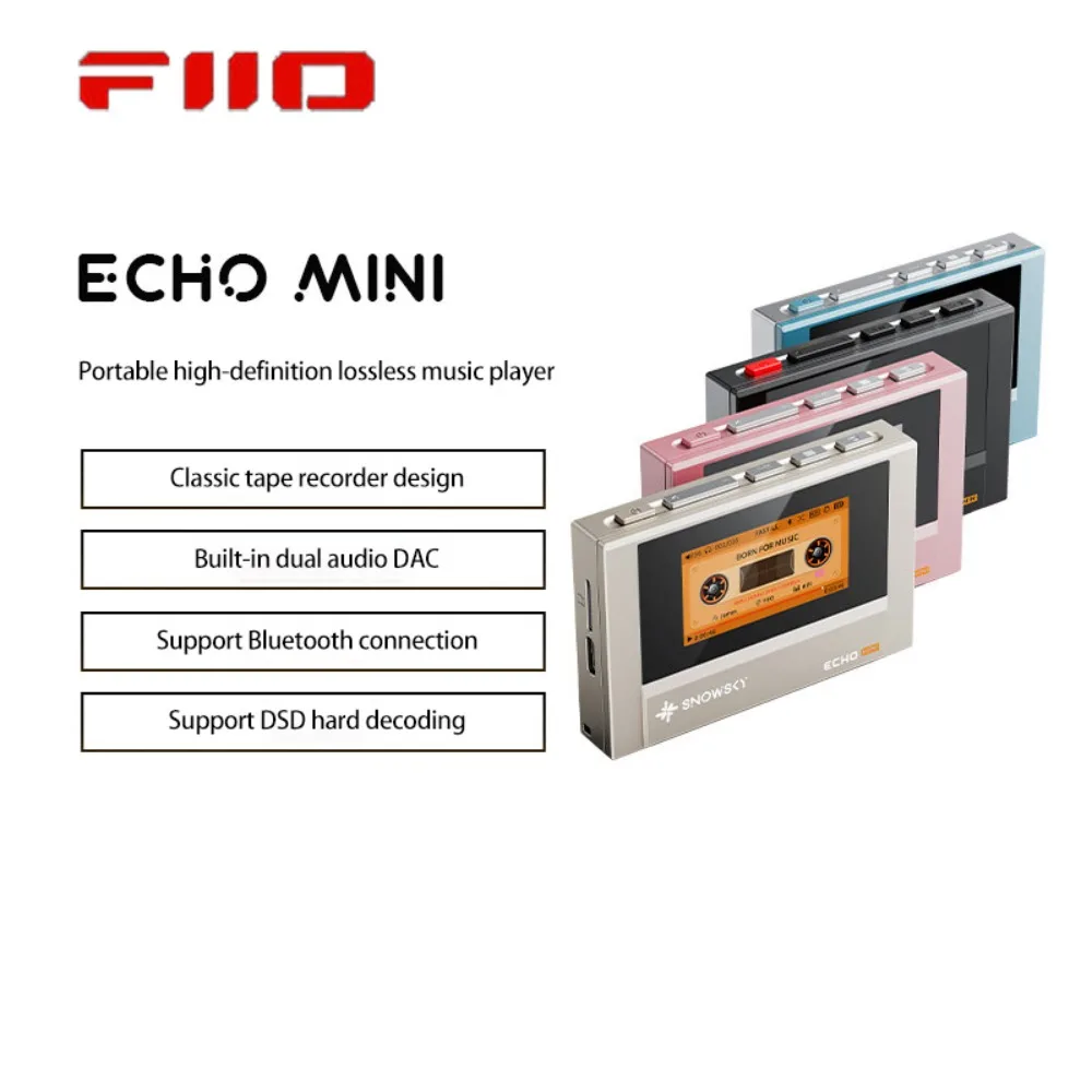 FiiO SnowSky Echo Mini HiFi Bluetooth Wireless Lossless Music Player Retro Design Custom EQ Long Battery Life Dual DAC Player