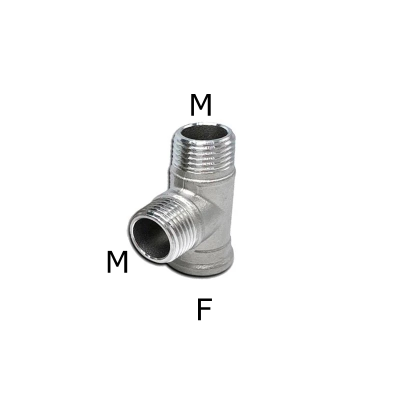 Conector de junta macho a hembra de acero inoxidable 304, accesorio de 1/4 - 2 pulgadas, FFM, FMF, MMF, MFM, 3 vías, tipo T, tubería de agua, SS304