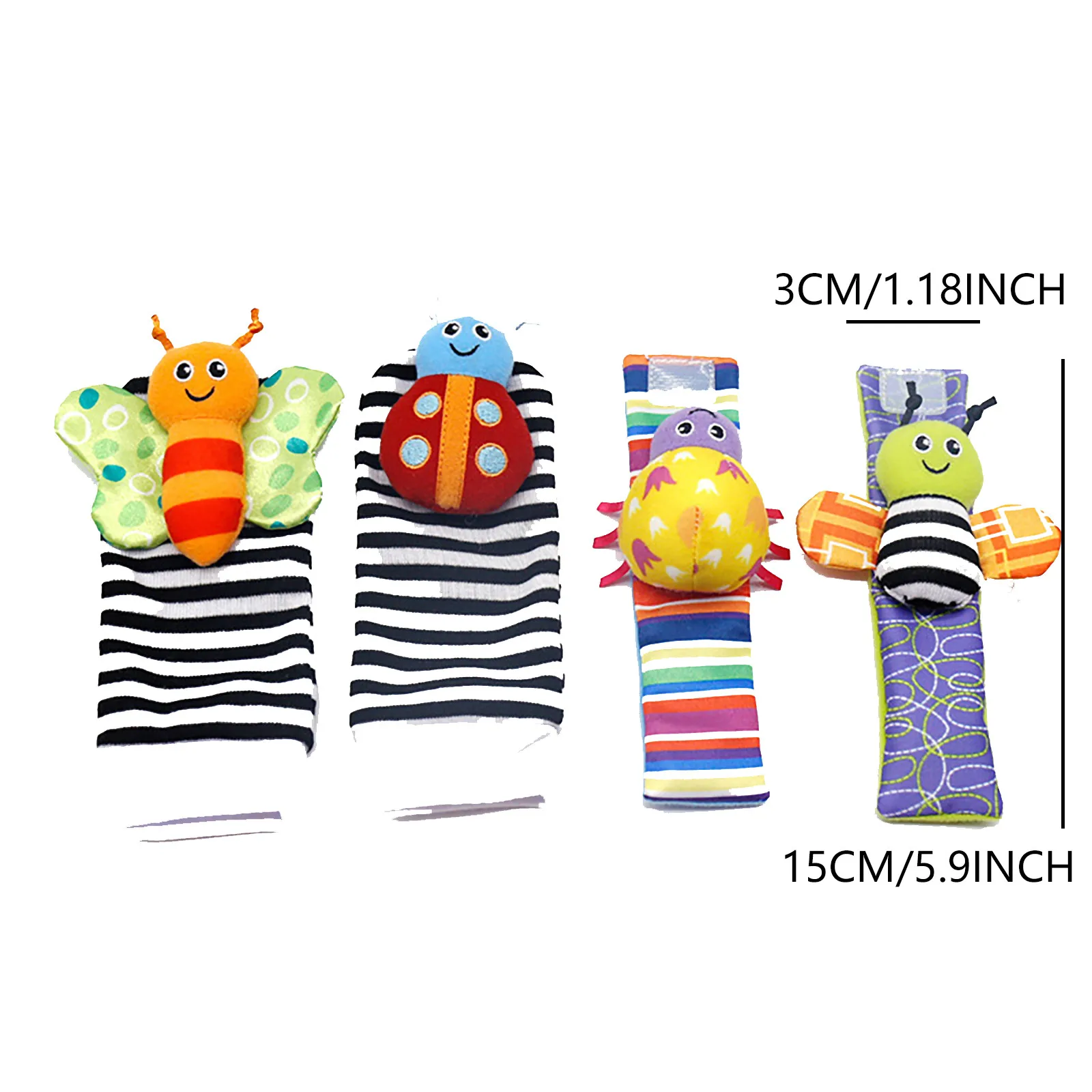 4Pcs/Set Cute Newborn Baby Animal Socks Toys Wrist Rattles And Babies Foot Finder Socks