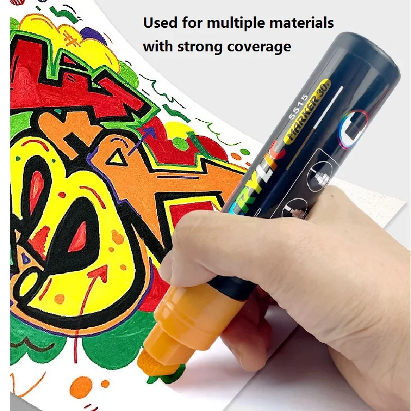 Jupai Color Acrylic Markers Pen 1pc Hand Drawn POP Advertising Poster 8mm-15mm Wide Head Large Capacity Waterproof Quick Drying