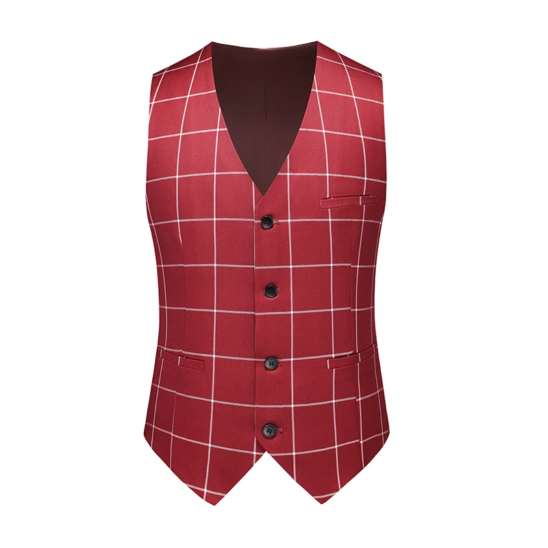 (Jacket +Pant+Vest) Luxury Men Groom Wedding Suits High Quality Business Social Prom Party Double Breasted Plaid Dress 3 Piece