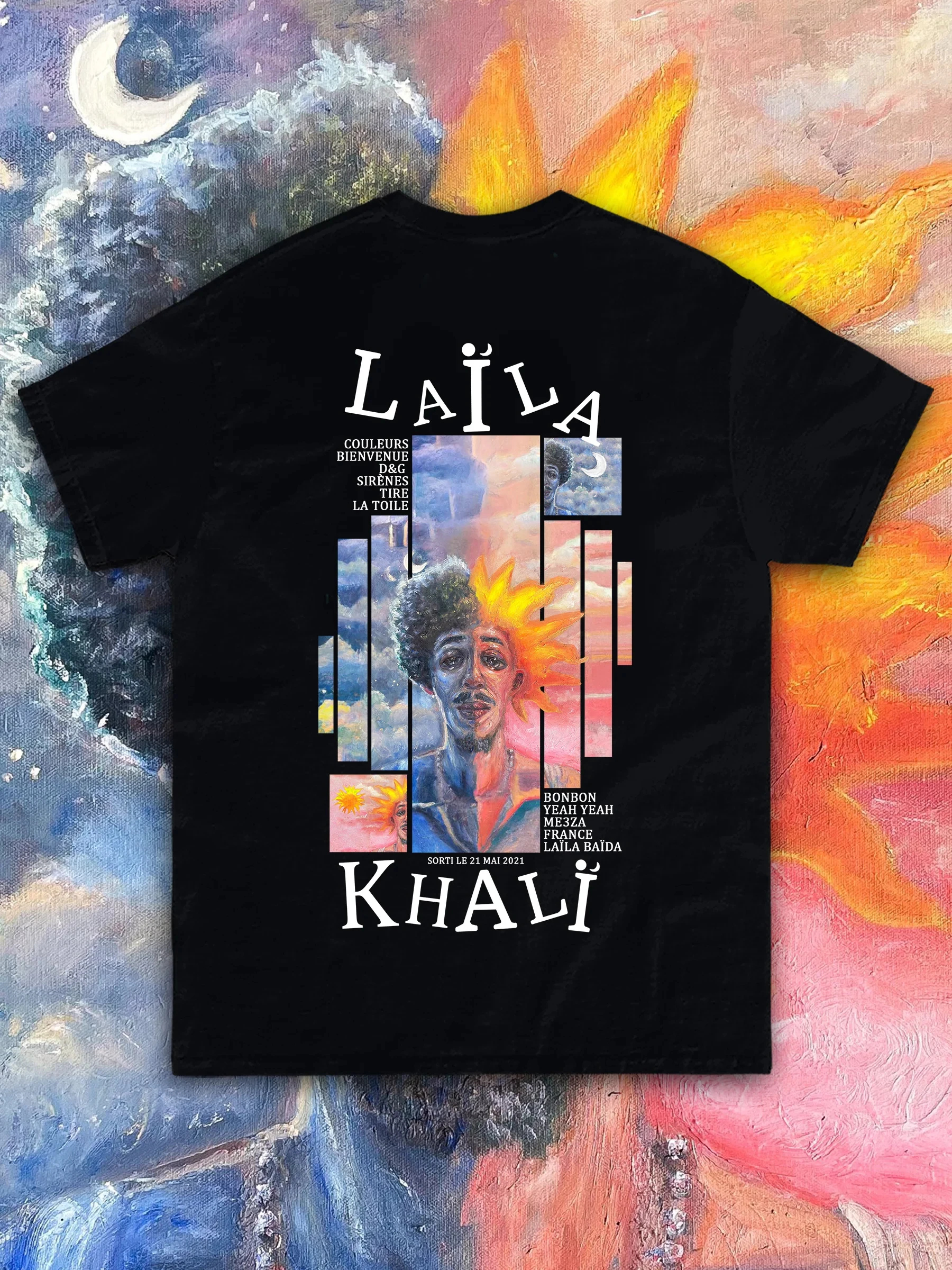 Camiseta Gráfica do Álbum de Música do Rapper Khali LAILA para Homens e Mulheres, Camiseta de Música Pop Casual em Algodão Vintage Unissex