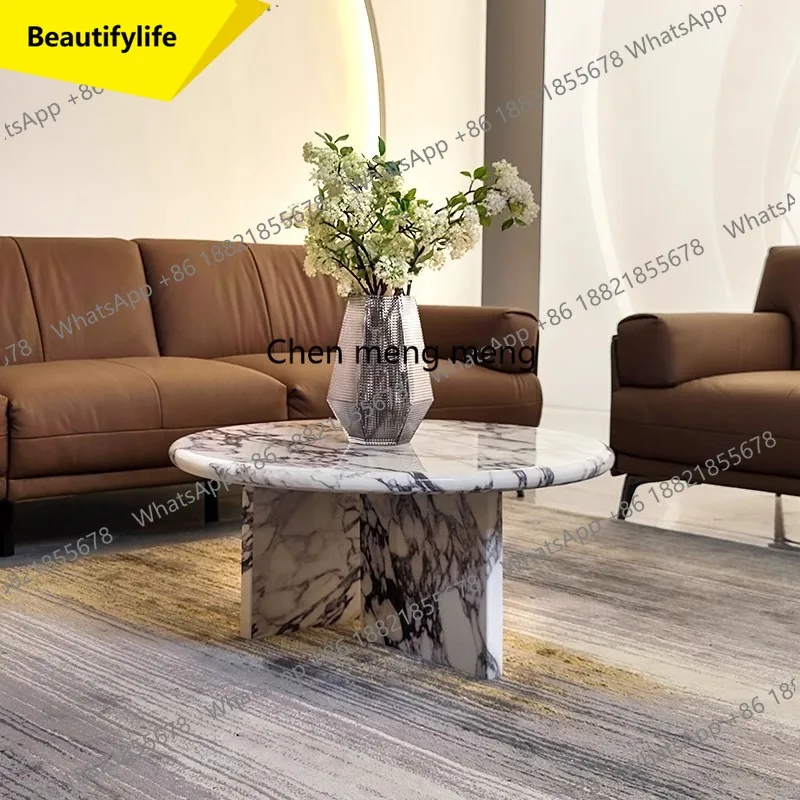 

a38 White Unique Coffee Table European Round Design Minimalist Space Coffee Table Marble Luxury Meuble Salon Living Room Furnitu