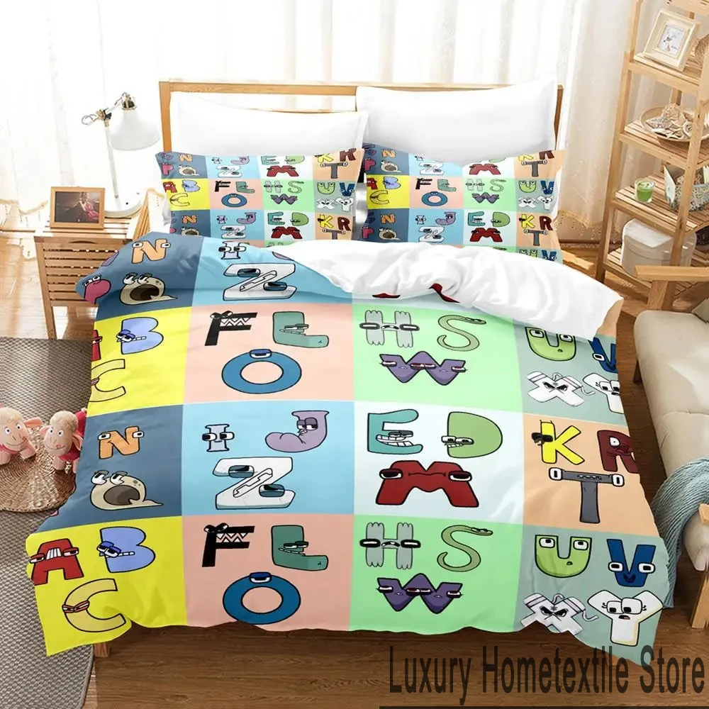 3D Print Cartoon Alphabet Lore A-Z Bedding Set Boys Girls Twin Queen King Size Duvet Cover Pillowcase Bed boys Adult