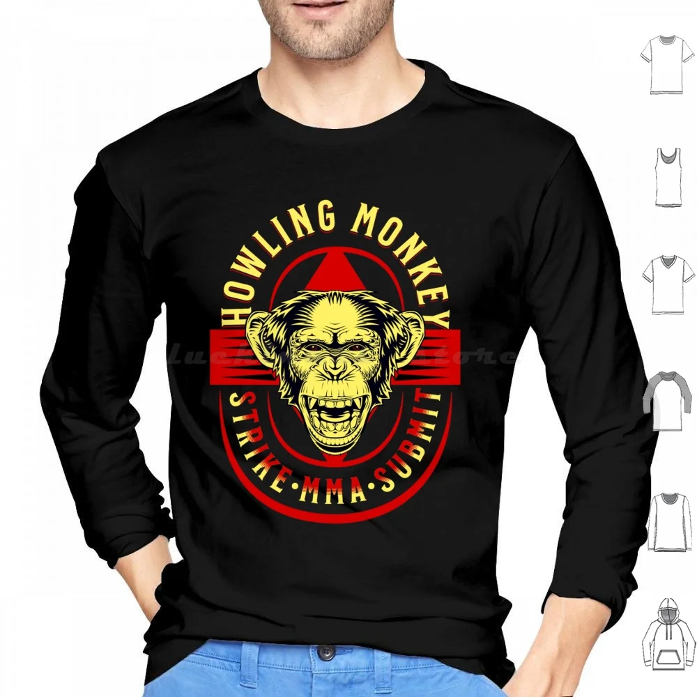 Howling Monkey Hoodie cotton Long Sleeve Bjj Jiu Jitsu Martial Arts Brazilian Jiu Jitsu Fight Boxing Funny Fighting