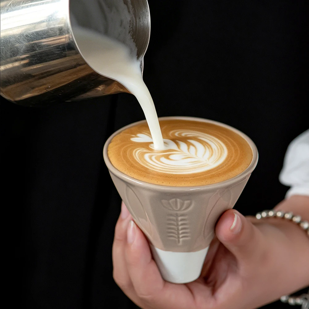 New Split Ceramic Coffee Dripper Cup with Rockery Base, Household Separated Espresso Latte Cup, Creative Coffee Mug, 110ml
