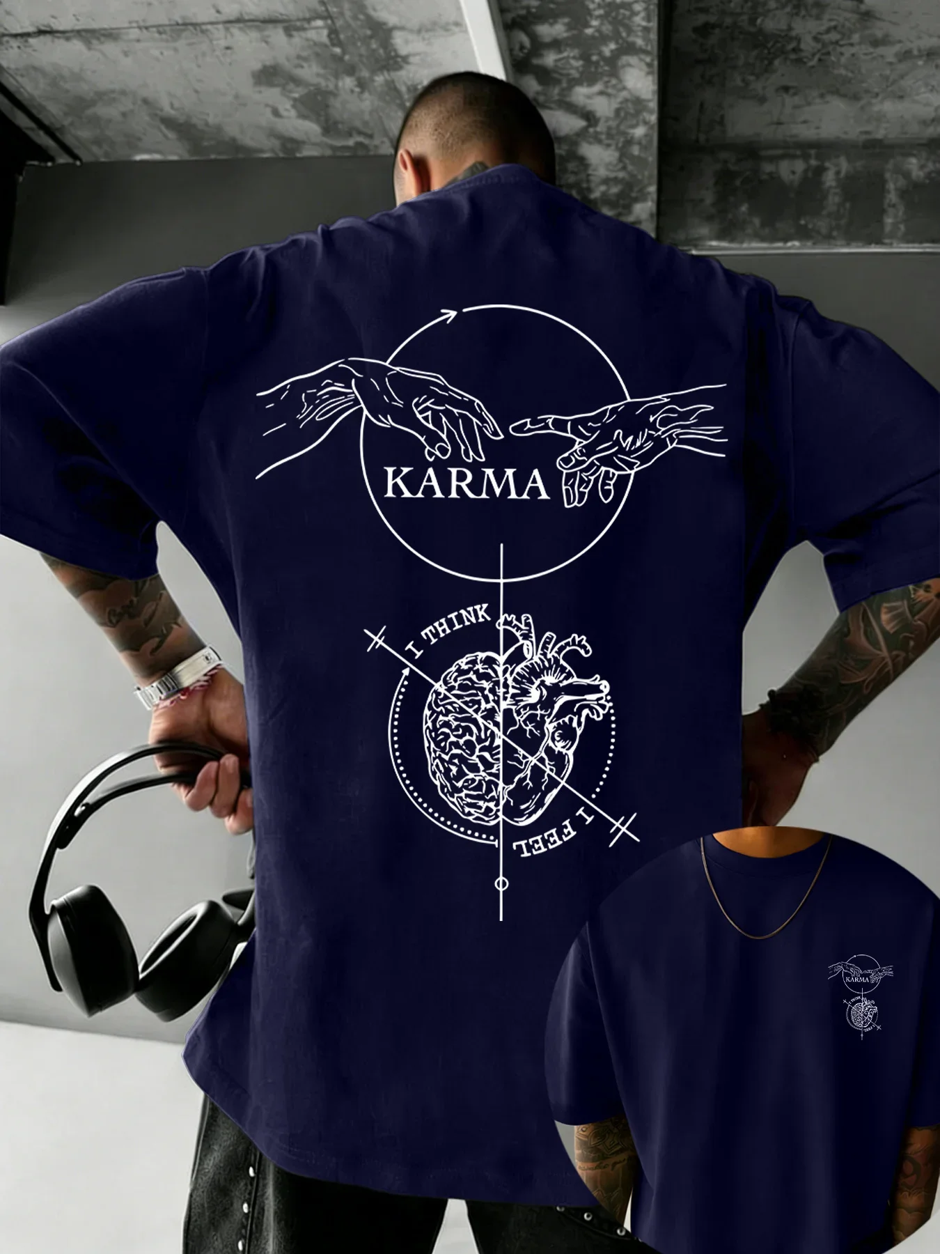 Men Karma T Shirt 100% Cotton Butterfly Graphic Print Gothic Tattoo Art Oversized Streetwear Vintage Casual Short Sleeve Tee