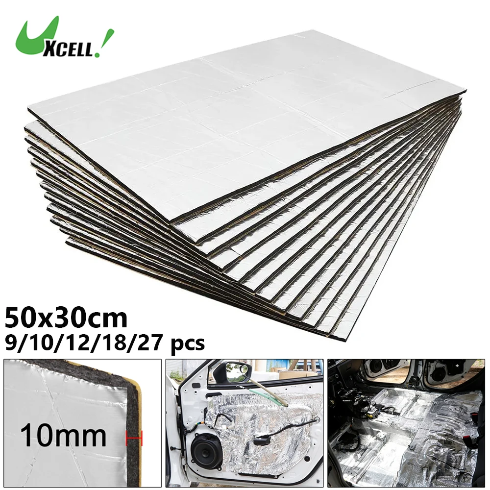 Uxcell 9/12pcs 50*30cm Sound Deadener Heat Insulation Mat Car Hood Tail Cover Armaflex Sound Proofing Deadening Insulation Pad