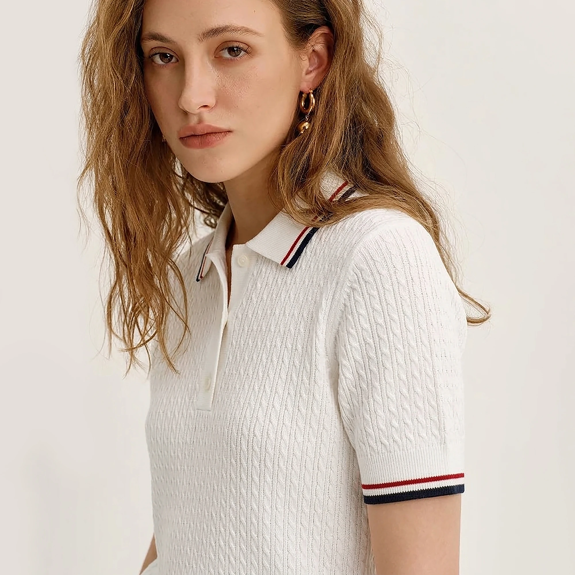 CHCH Women's Short Sleeve Embroidered Letter Design Commuter Summer Polo Shirt