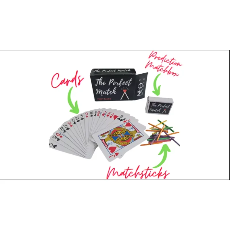 Vinny Sagoo PERFECT MATCH (Gimmicks and Online Instructions) Card Magic and Trick Decks Close Up Performer Mentalism Props
