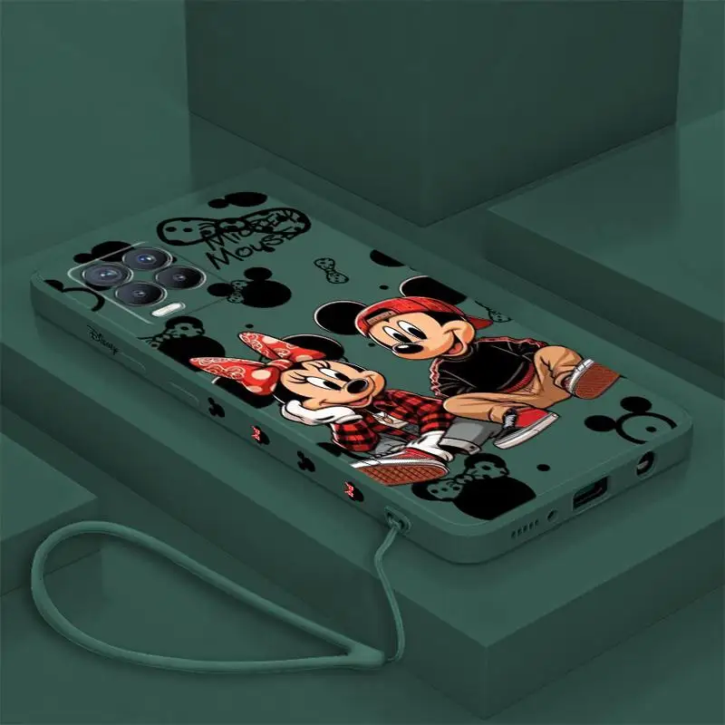 Disney Mickey Minnie Mouse Phone Case for Realme 10Pro 11 Pro 10 9 7 Pro 8S 9i 5G 9 ProPlus 6 TPU With Lanyard Silicone Cover