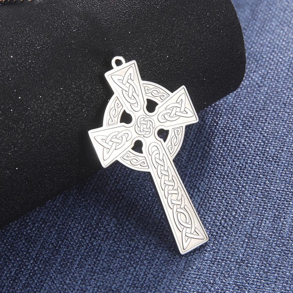 Dawapara Celtic Cross Pendant Prayer Crucifix Irish Amulet Stainless Steel DIY Accessories for Jewelry Making