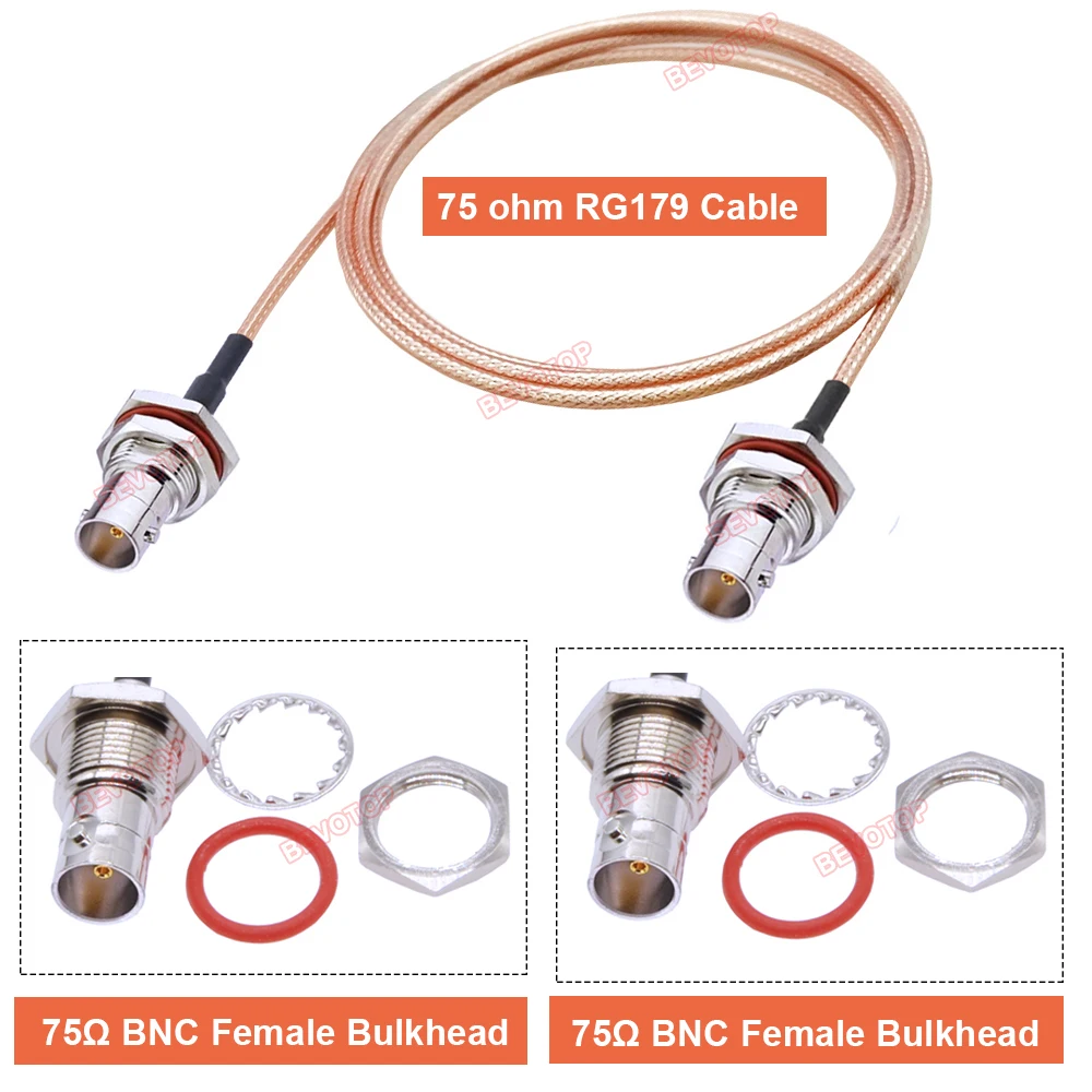 RG179 Cable BNC Female to BNC Female Jack 75 Ohm RG-179 Pigtail Jumper for Video Camera SDI Camcorder HD-SDI/3G-SDI/4K/8K