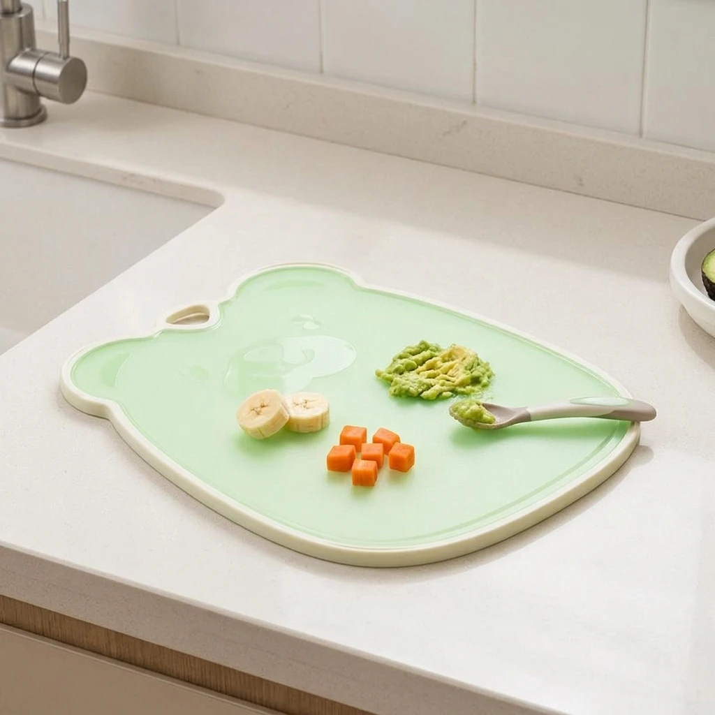 Safe Baby Cutting Board BPA Free for Infant Food Prep Non Slip Double Sided Chopping Board Kitchen Tool Durable Easy Clean