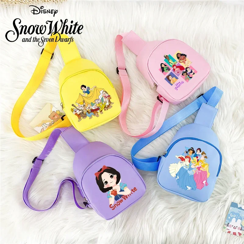 

Snow White Shoulder Bag Kawaii Disney Princess Printed Chest Bags Portable Large Capacity Outdoor Crossbody Pocket Girls Gifts