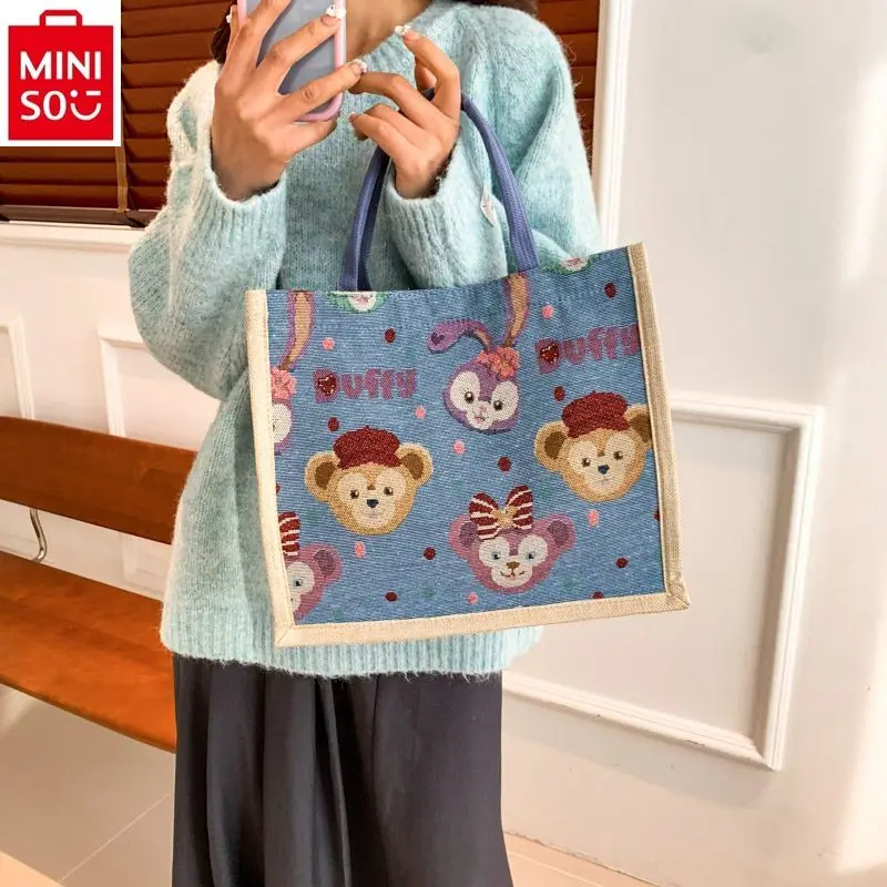 MINISO Disney Cartoon Big Feixiong Large Capacity Work Canvas Handbag Student Fashion Commuting Tote Classbag