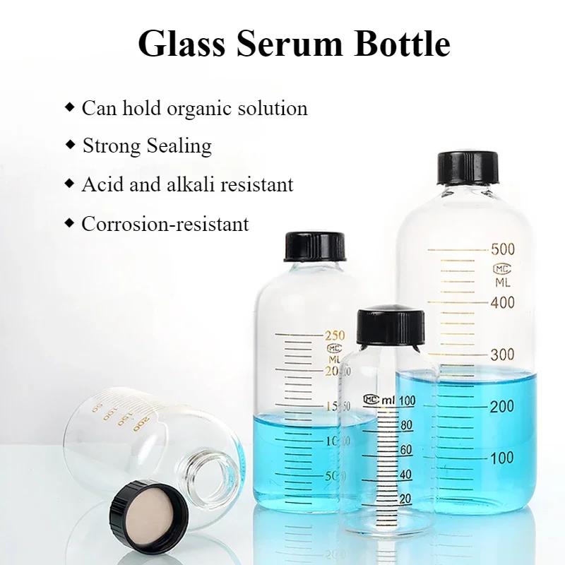 

Glass Serum Bottle Screw-mouth Graduated Reagent Bottle Can Hold Organic Solution Corrosion-resistant 5ml -1000ml