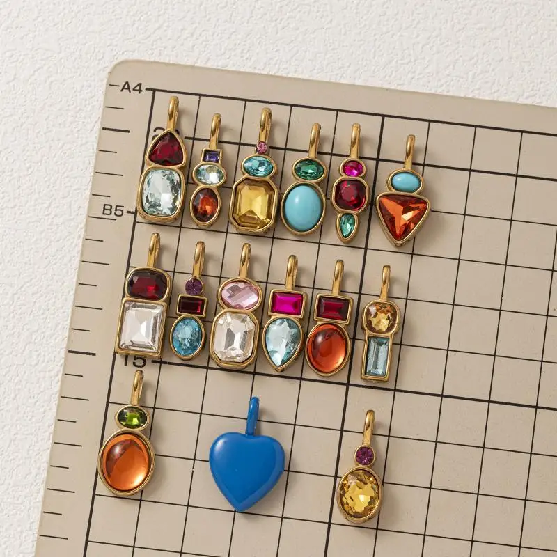 316 Stainless Steel Waterproof Color Preserving Personalized Zircon DIY Pendant Charms Jewelry Making
