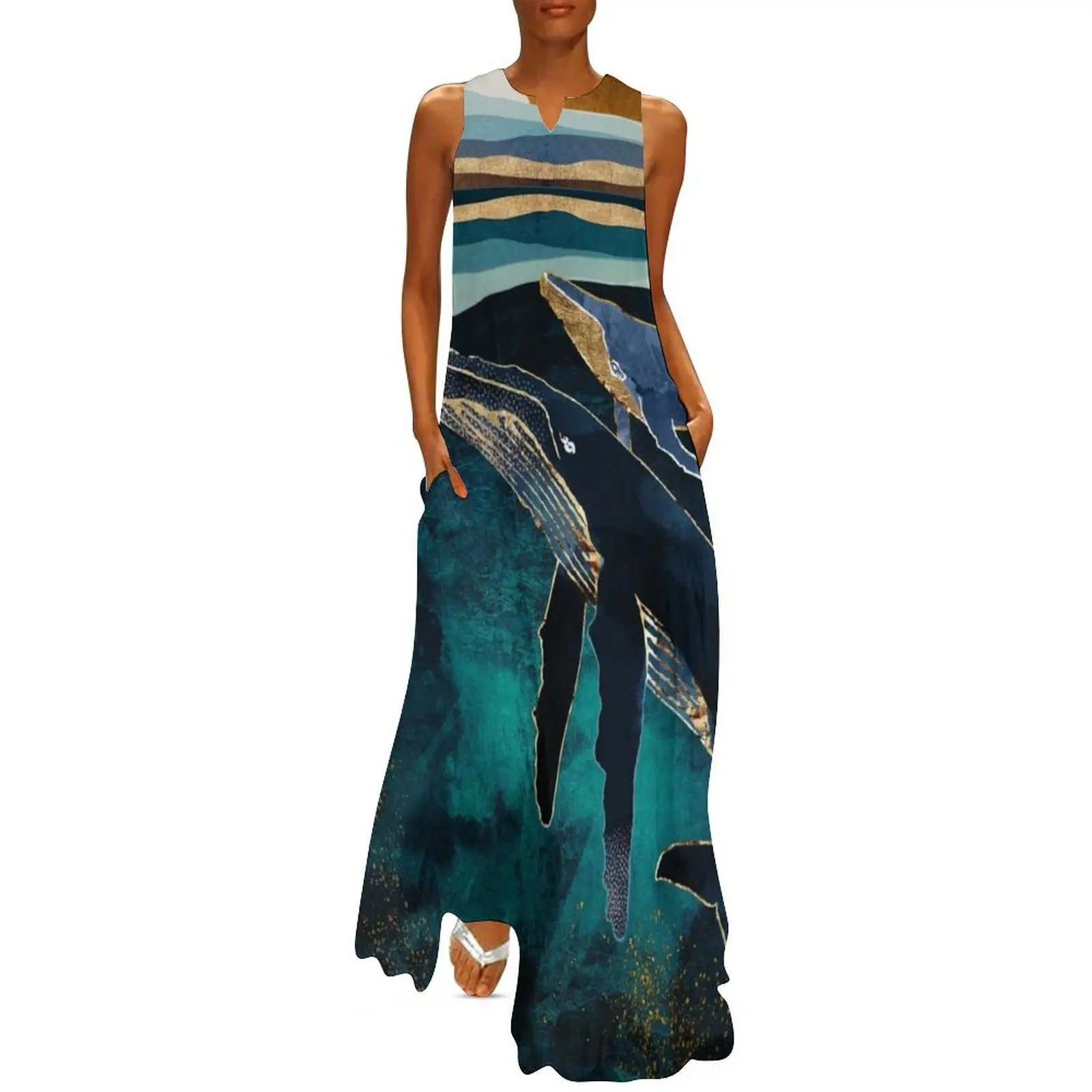 Moonlit Whales Long Dress Casual dresses woman dress