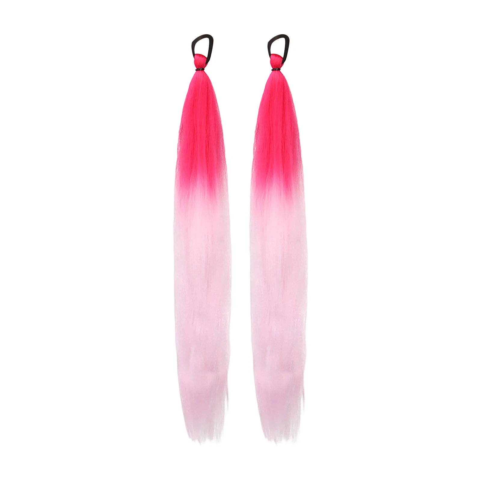 Gradientowy Prosty Kucyk z Gumką do Włosów Anime Kolorowe Warkocze Kucyk Doczepiane Włosy Akcesoria do Włosów Rekwizyty