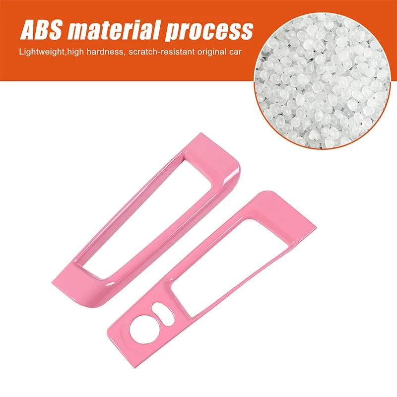 Pink ABS Car Inner Door Armrest Rear View Mirror Adjustment Panel Frame Trim Cover For 2011-2022 Fiat 500 Interior Accessories